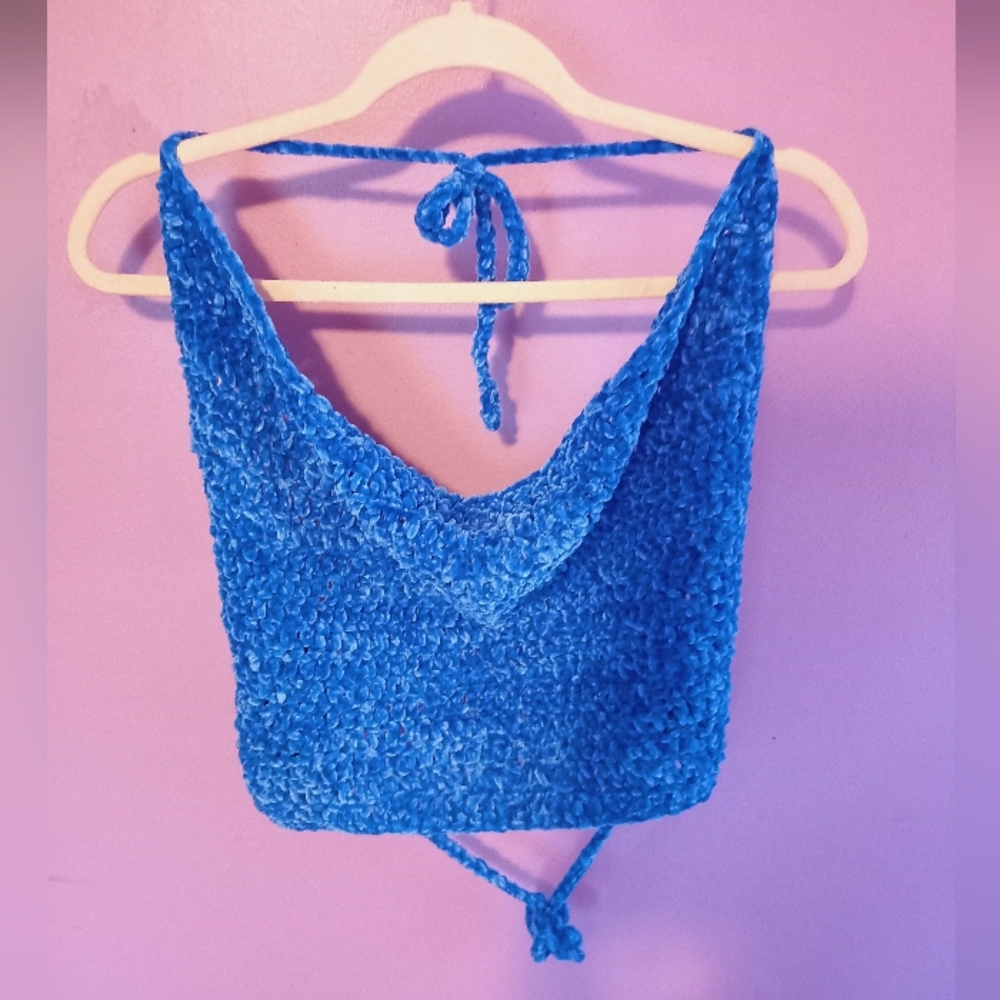 Blue Crochet Women's Top
